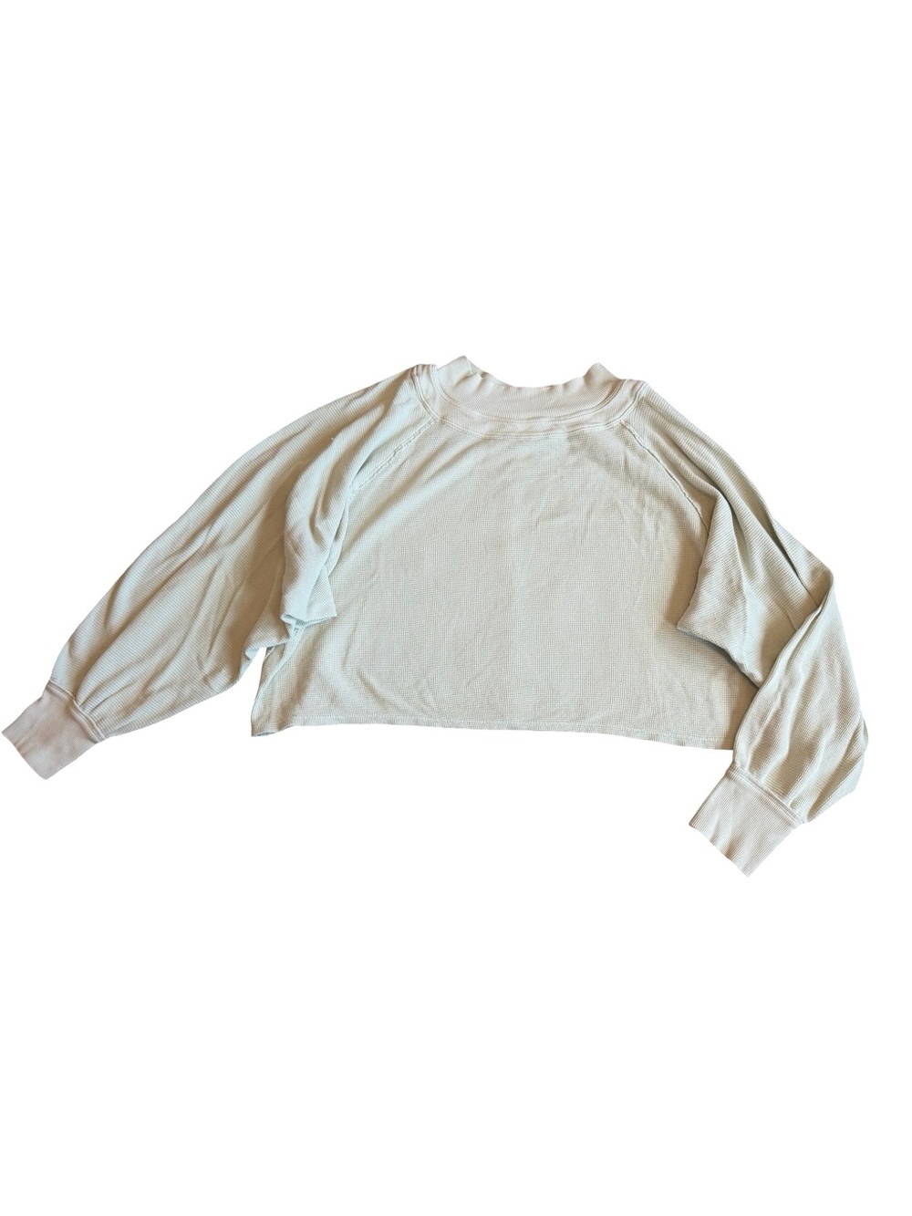 We The Free People Light Green Pullover Sweater Stretch Waffle Knit Size Medium